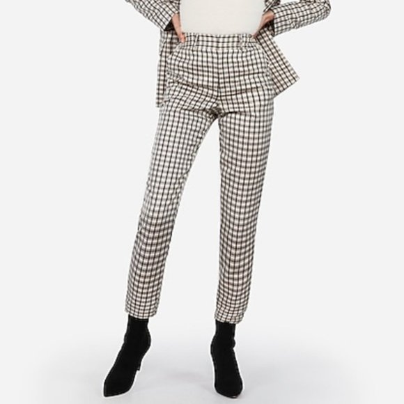NEW Express x Negin Mirsalehi Mixed Plaid Print High Waisted Trouser Pant Size 0 - Picture 1 of 10